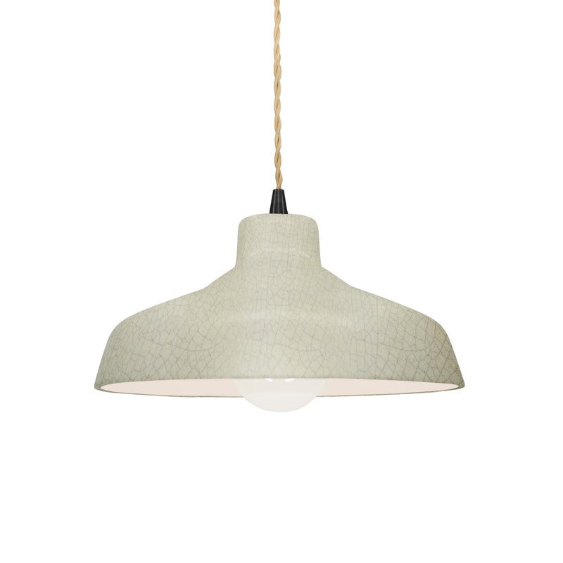 Justice Designs CER-6260-CKC-MBLK-BEIG-TWST One Light Pendant, Celadon Green Crackle
