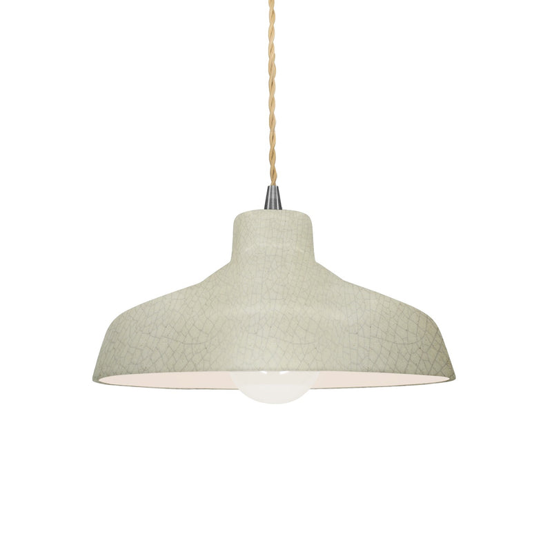 Justice Designs CER-6260-CKC-NCKL-BEIG-TWST One Light Pendant, Celadon Green Crackle