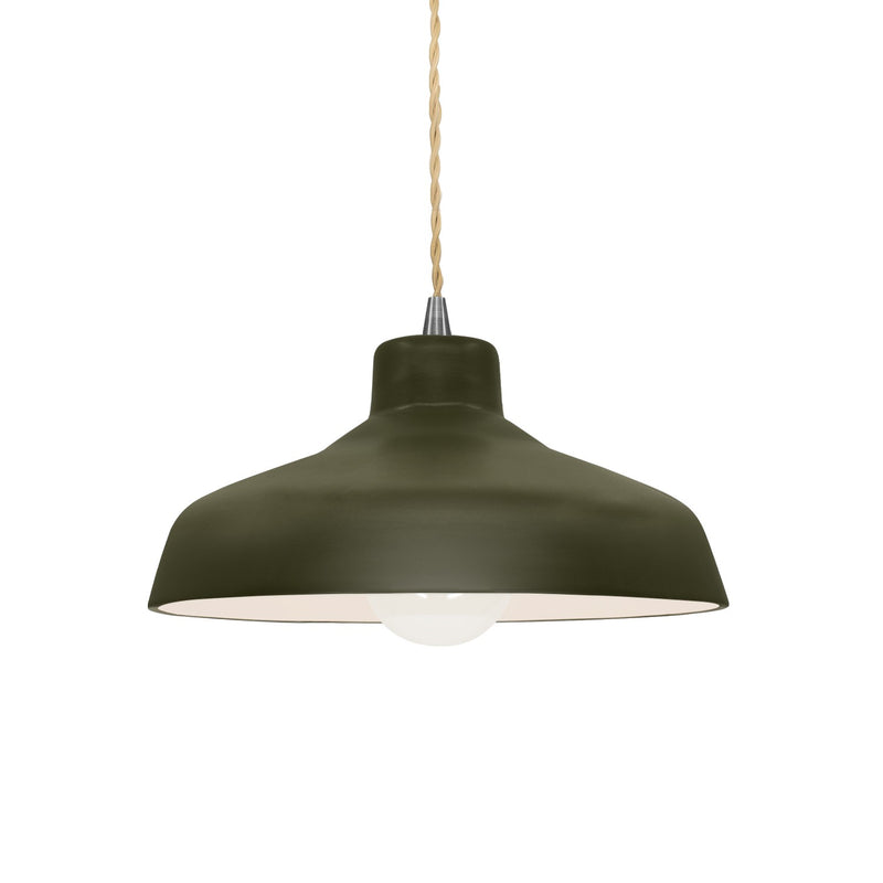 Justice Designs CER-6260-MGRN-NCKL-BEIG-TWST One Light Pendant, Matte Green