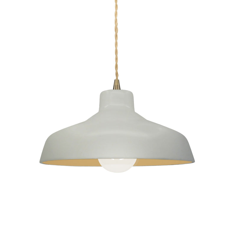 Justice Designs CER-6260-MTGD-ABRS-BEIG-TWST One Light Pendant, Matte White w/ Champagne Gold