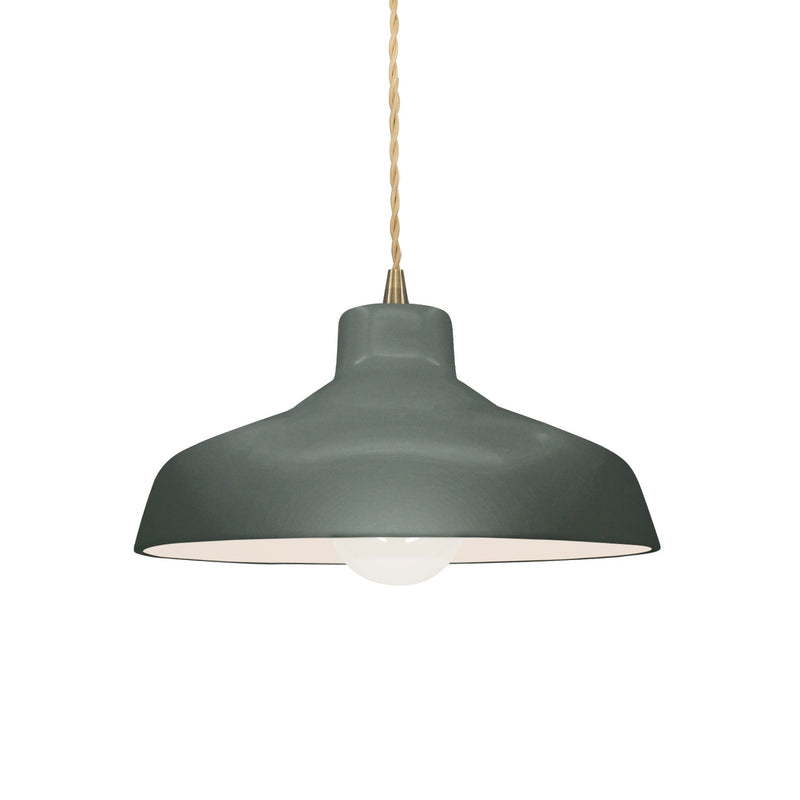 Justice Designs CER-6260-PWGN-ABRS-BEIG-TWST One Light Pendant, Pewter Green