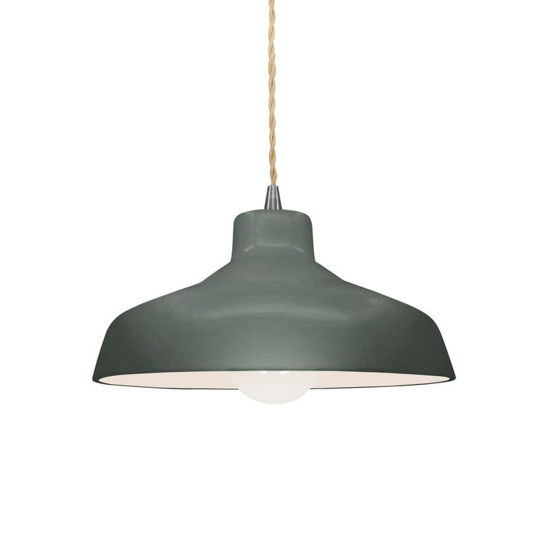 Justice Designs CER-6260-PWGN-NCKL-BEIG-TWST One Light Pendant, Pewter Green