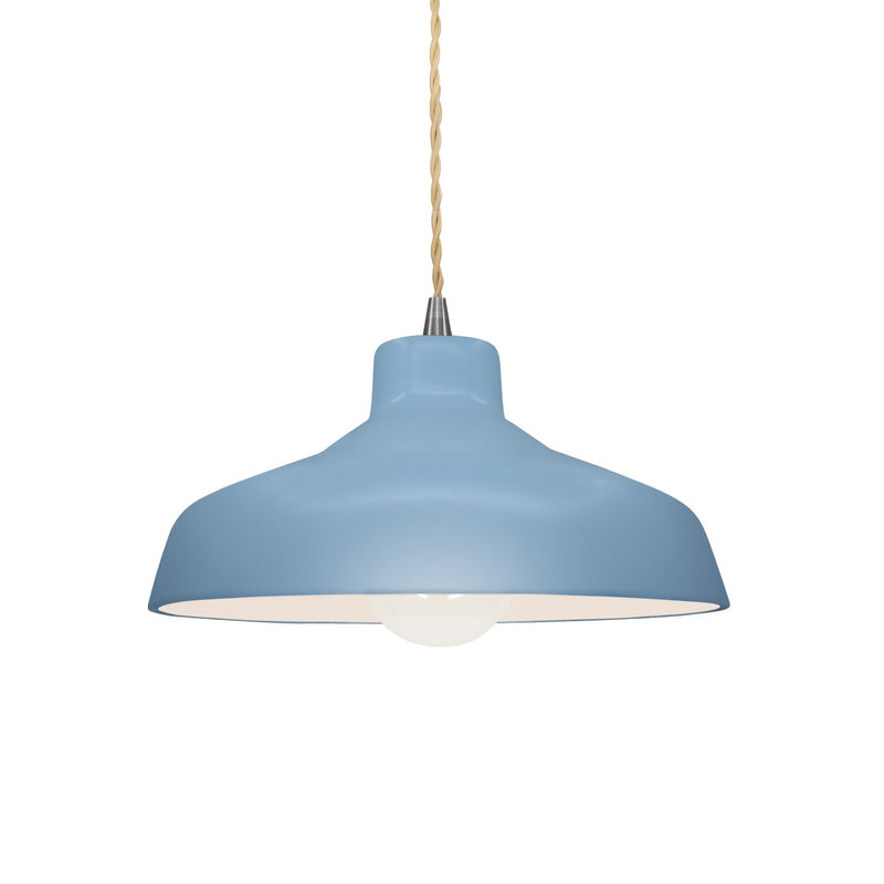 Justice Designs CER-6260-SKBL-NCKL-BEIG-TWST One Light Pendant, Sky Blue