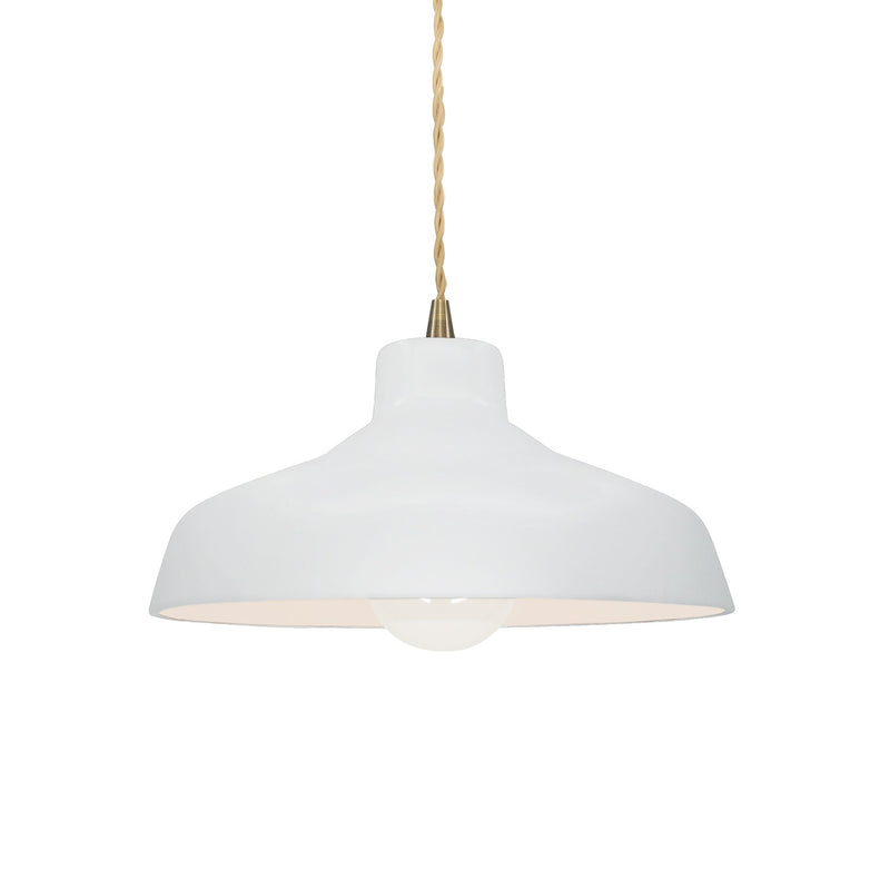 Justice Designs CER-6260-WHT-ABRS-BEIG-TWST One Light Pendant, Gloss White