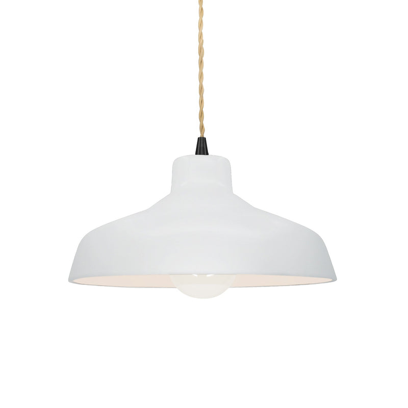 Justice Designs CER-6260-WHT-MBLK-BEIG-TWST One Light Pendant, Gloss White