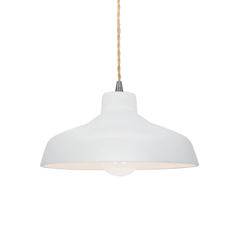 Justice Designs CER-6260-WTWT-NCKL-BEIG-TWST One Light Pendant, Gloss White (outside and inside of fixture)
