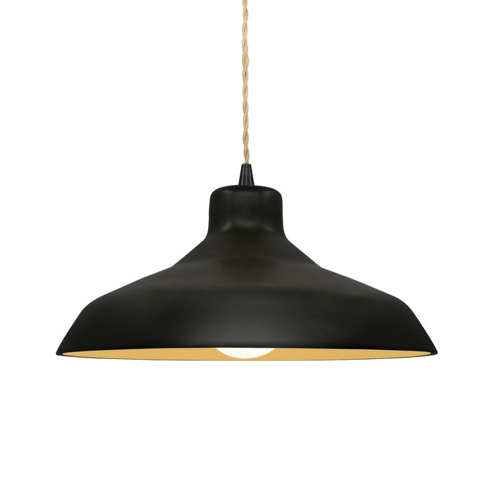 Justice Designs CER-6263-CBGD-MBLK-BEIG-TWST One Light Pendant, Carbon Matte Black w/ Champagne Gold