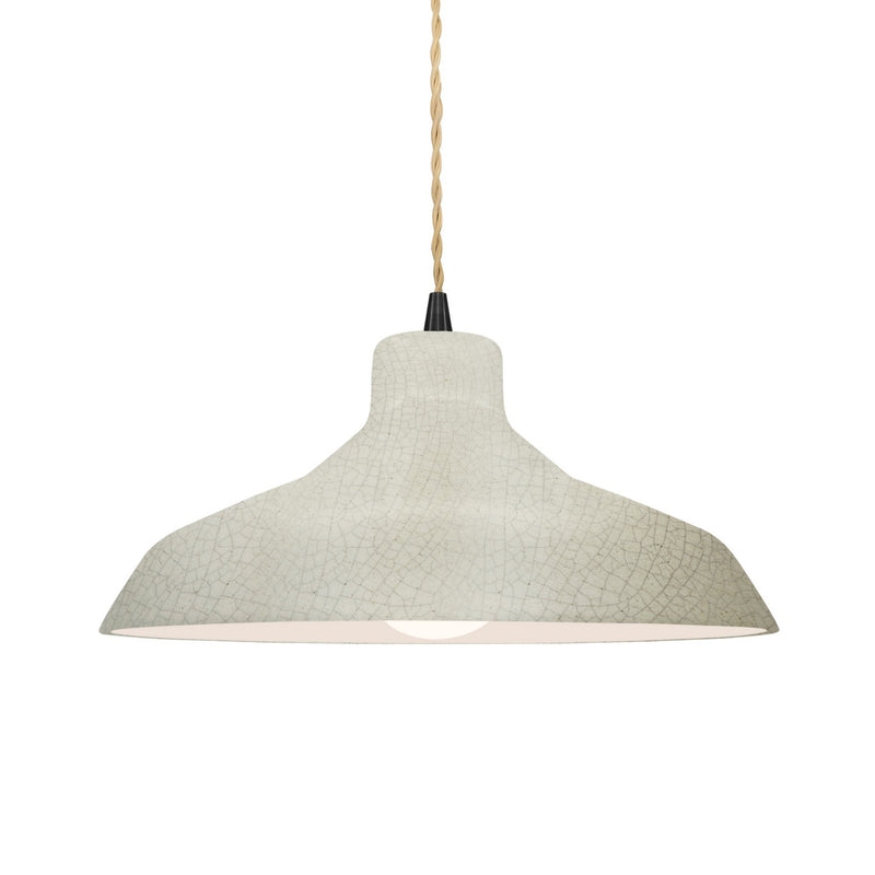 Justice Designs CER-6263-CRK-MBLK-BEIG-TWST One Light Pendant, White Crackle