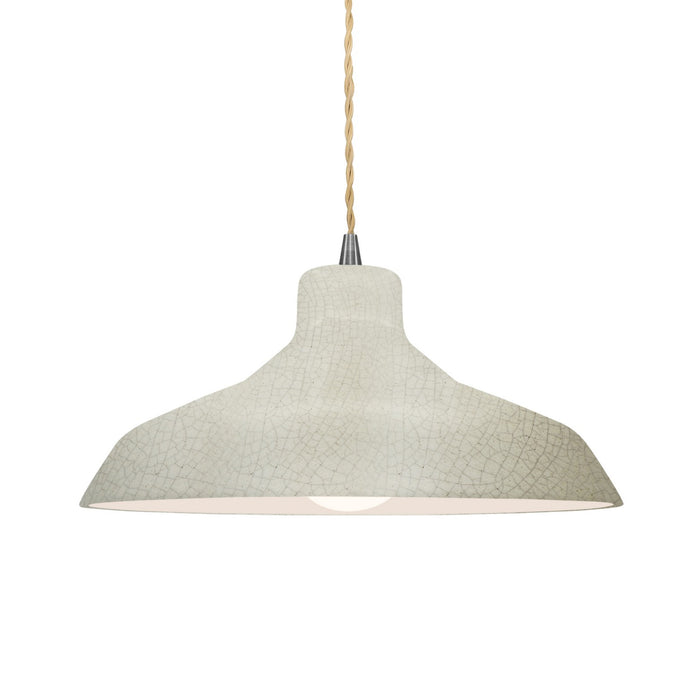 Justice Designs CER-6263-CRK-NCKL-BEIG-TWST One Light Pendant, White Crackle