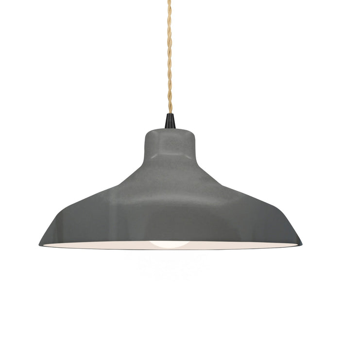Justice Designs CER-6263-GRY-MBLK-BEIG-TWST One Light Pendant, Gloss Grey