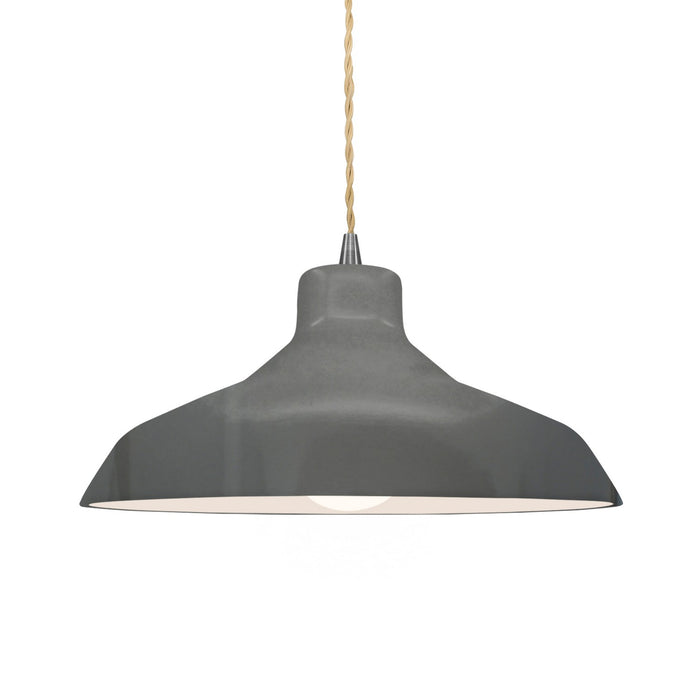 Justice Designs CER-6263-GRY-NCKL-BEIG-TWST One Light Pendant, Gloss Grey