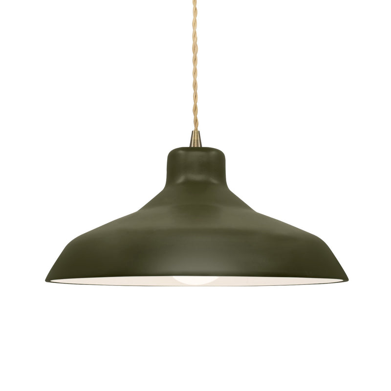Justice Designs CER-6263-MGRN-ABRS-BEIG-TWST One Light Pendant, Matte Green