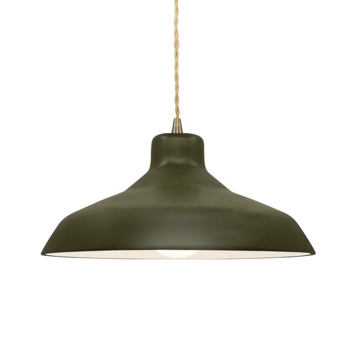 Justice Designs CER-6263-MGRN-ABRS-BEIG-TWST One Light Pendant, Matte Green