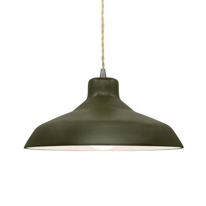 Justice Designs CER-6263-MGRN-NCKL-BEIG-TWST One Light Pendant, Matte Green