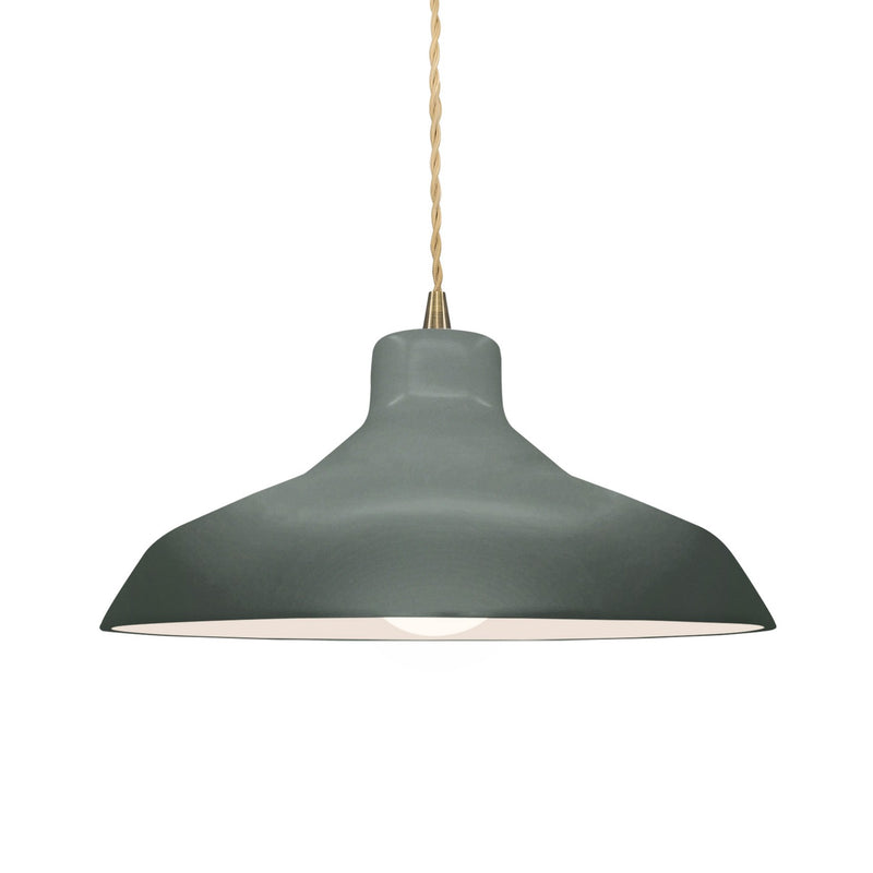 Justice Designs CER-6263-PWGN-ABRS-BEIG-TWST One Light Pendant, Pewter Green