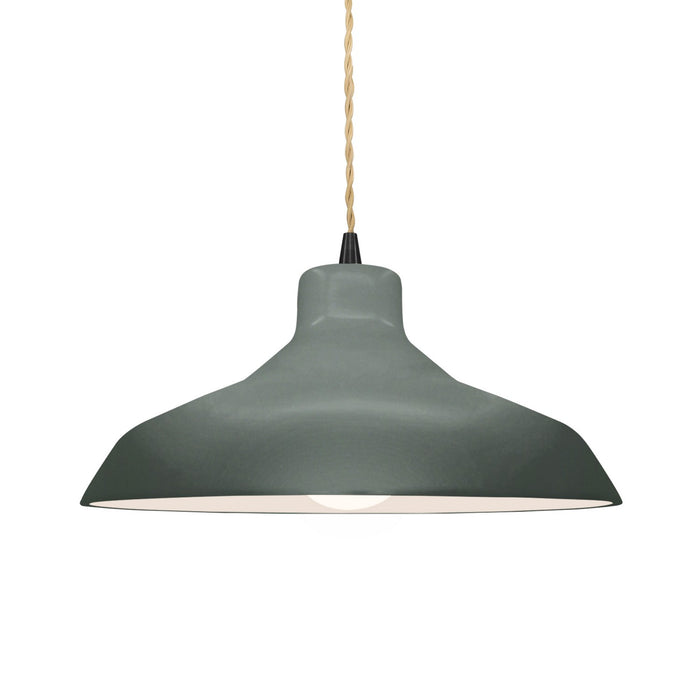 Justice Designs CER-6263-PWGN-MBLK-BEIG-TWST One Light Pendant, Pewter Green