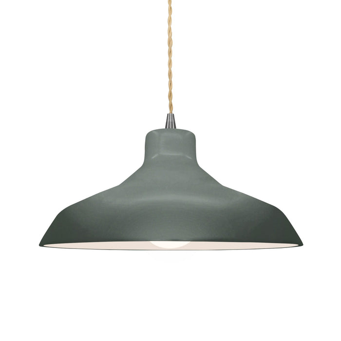 Justice Designs CER-6263-PWGN-NCKL-BEIG-TWST One Light Pendant, Pewter Green