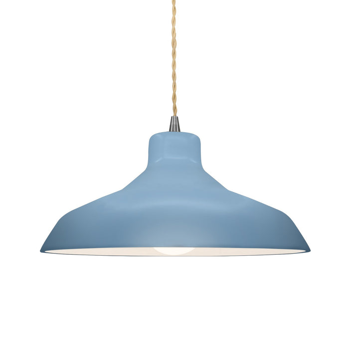 Justice Designs CER-6263-SKBL-NCKL-BEIG-TWST One Light Pendant, Sky Blue