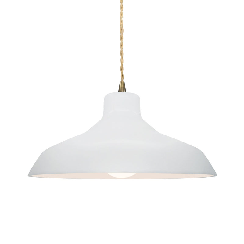 Justice Designs CER-6263-WHT-ABRS-BEIG-TWST One Light Pendant, Gloss White