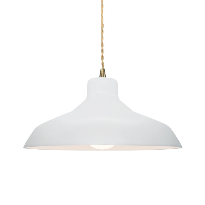 Justice Designs CER-6263-WTWT-ABRS-BEIG-TWST One Light Pendant, Gloss White (outside and inside of fixture)