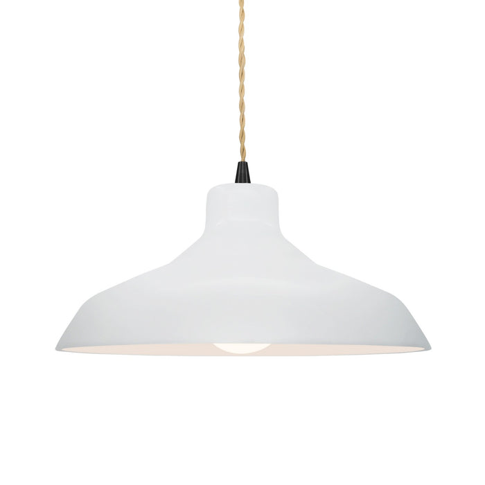 Justice Designs CER-6263-WTWT-MBLK-BEIG-TWST One Light Pendant, Gloss White (outside and inside of fixture)