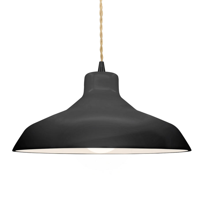 Justice Designs CER-6265-BKMT-MBLK-BEIG-TWST One Light Pendant, Gloss Black w/ Matte White