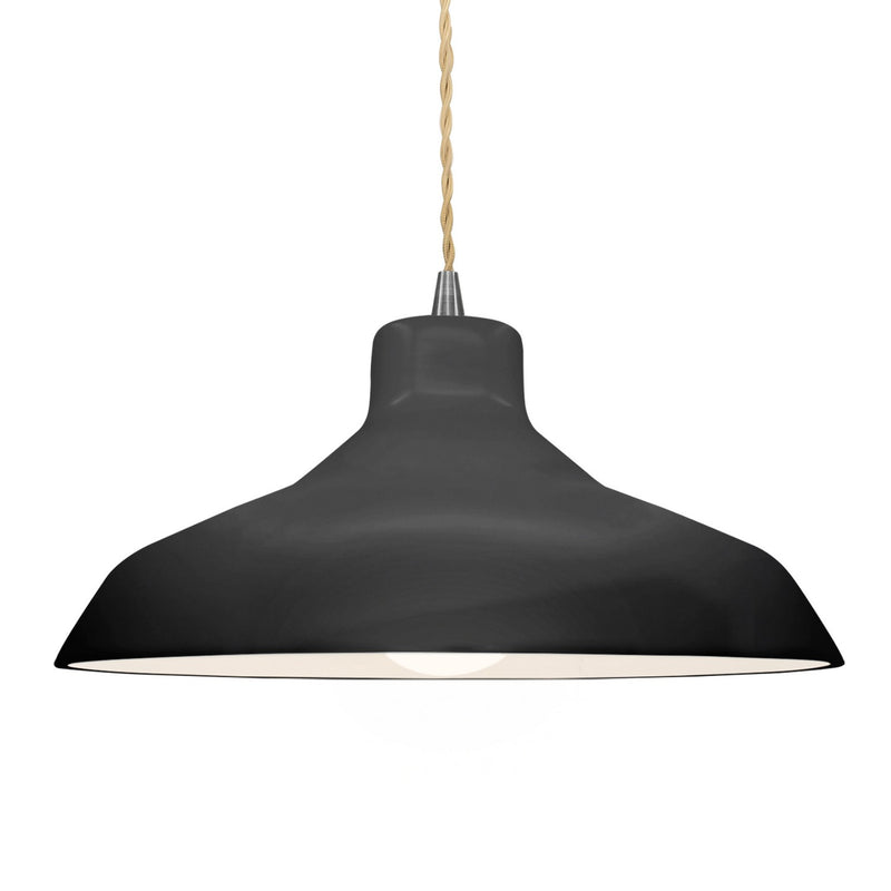 Justice Designs CER-6265-BKMT-NCKL-BEIG-TWST One Light Pendant, Gloss Black w/ Matte White