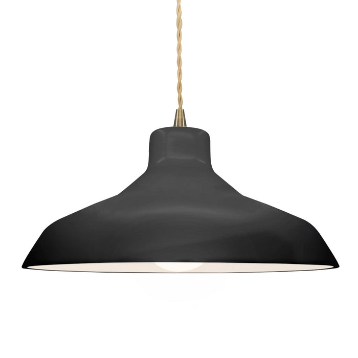 Justice Designs CER-6265-BLK-ABRS-BEIG-TWST One Light Pendant, Gloss Black