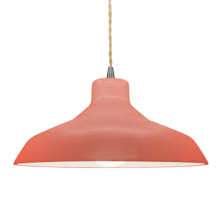 Justice Designs CER-6265-BSH-NCKL-BEIG-TWST One Light Pendant, Gloss Blush