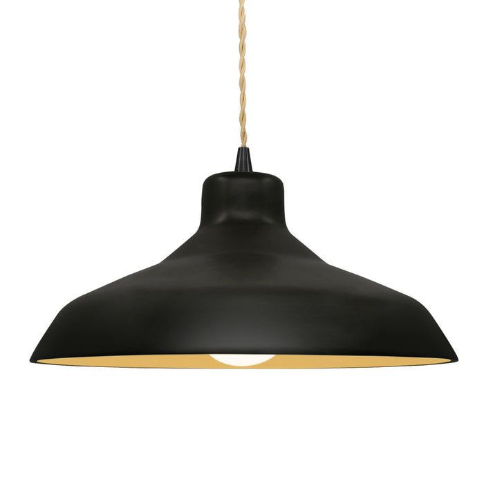 Justice Designs CER-6265-CBGD-MBLK-BEIG-TWST One Light Pendant, Carbon Matte Black w/ Champagne Gold