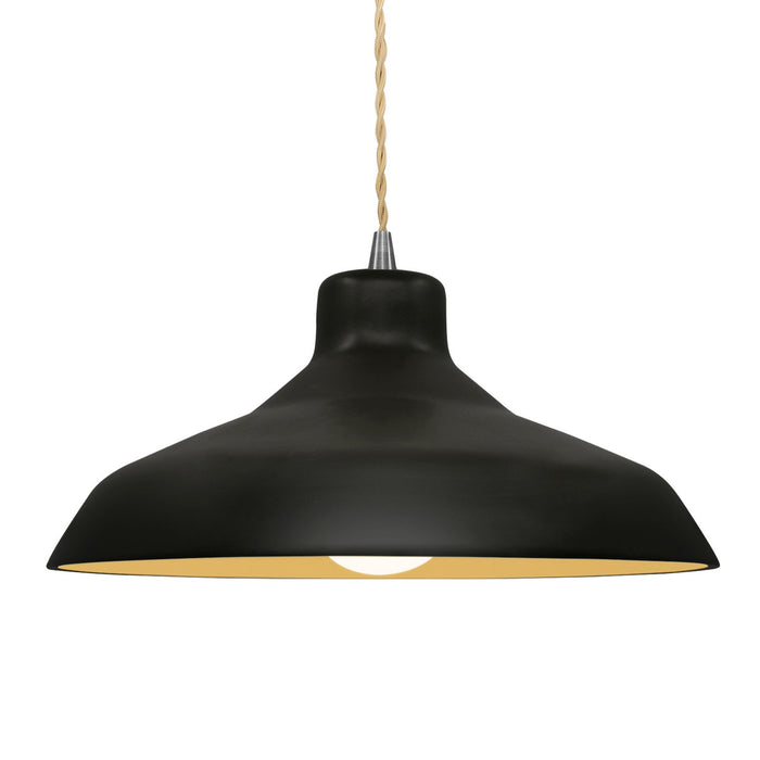 Justice Designs CER-6265-CBGD-NCKL-BEIG-TWST One Light Pendant, Carbon Matte Black w/ Champagne Gold