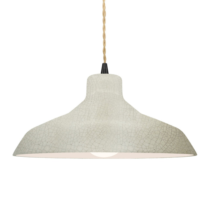 Justice Designs CER-6265-CRK-MBLK-BEIG-TWST One Light Pendant, White Crackle