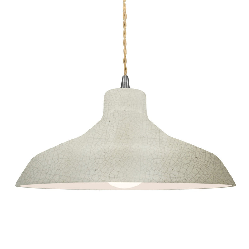 Justice Designs CER-6265-CRK-NCKL-BEIG-TWST One Light Pendant, White Crackle
