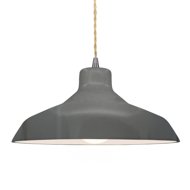 Justice Designs CER-6265-GRY-NCKL-BEIG-TWST One Light Pendant, Gloss Grey