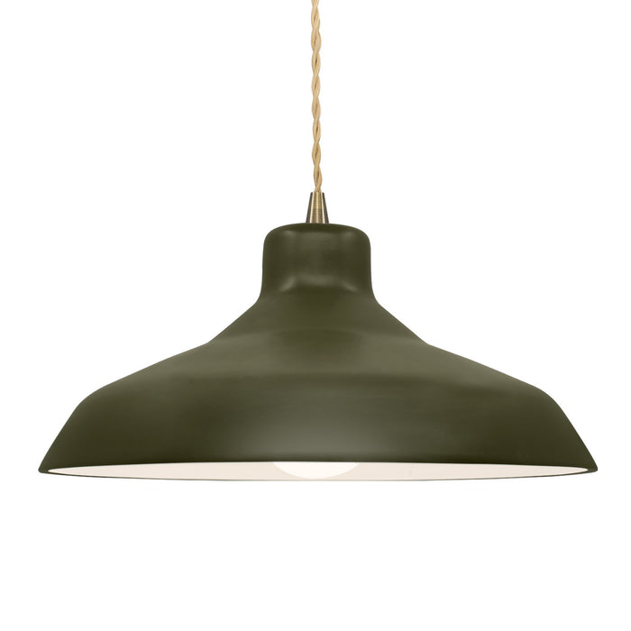 Justice Designs CER-6265-MGRN-ABRS-BEIG-TWST One Light Pendant, Matte Green