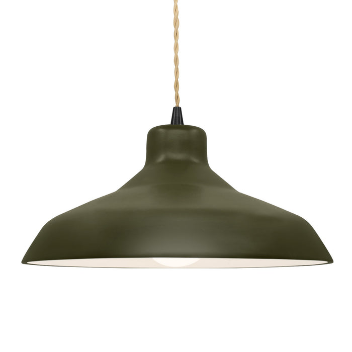 Justice Designs CER-6265-MGRN-MBLK-BEIG-TWST One Light Pendant, Matte Green