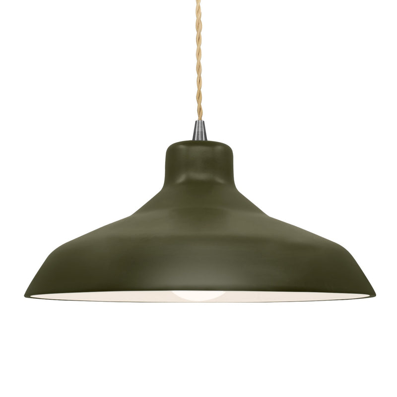 Justice Designs CER-6265-MGRN-NCKL-BEIG-TWST One Light Pendant, Matte Green
