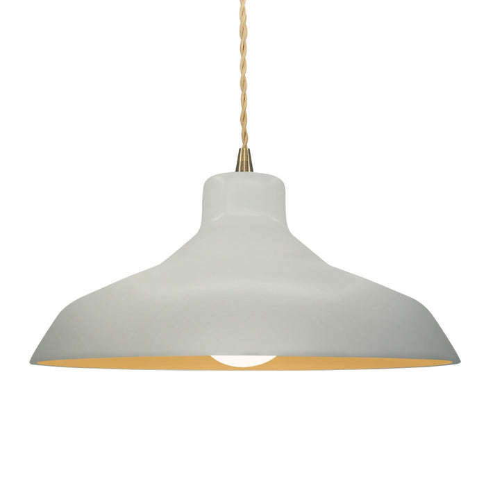 Justice Designs CER-6265-MTGD-ABRS-BEIG-TWST One Light Pendant, Matte White w/ Champagne Gold