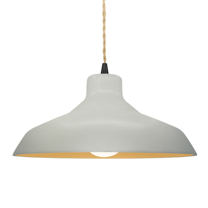 Justice Designs CER-6265-MTGD-MBLK-BEIG-TWST One Light Pendant, Matte White w/ Champagne Gold