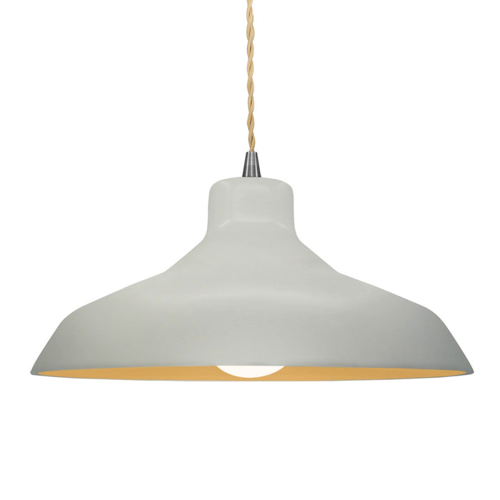 Justice Designs CER-6265-MTGD-NCKL-BEIG-TWST One Light Pendant, Matte White w/ Champagne Gold