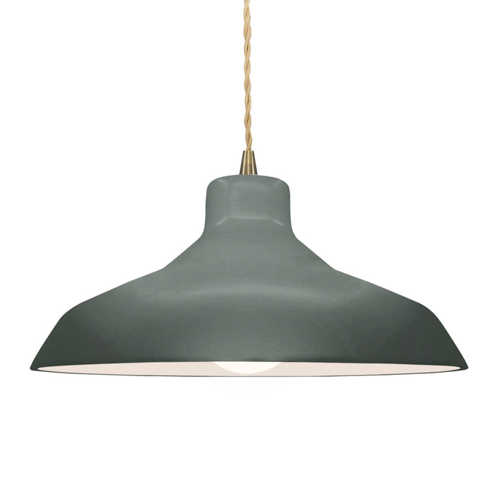 Justice Designs CER-6265-PWGN-ABRS-BEIG-TWST One Light Pendant, Pewter Green