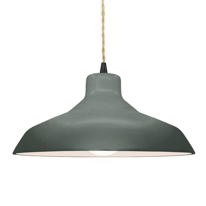 Justice Designs CER-6265-PWGN-MBLK-BEIG-TWST One Light Pendant, Pewter Green