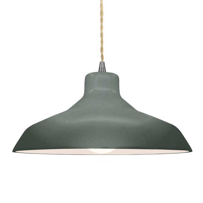 Justice Designs CER-6265-PWGN-NCKL-BEIG-TWST One Light Pendant, Pewter Green
