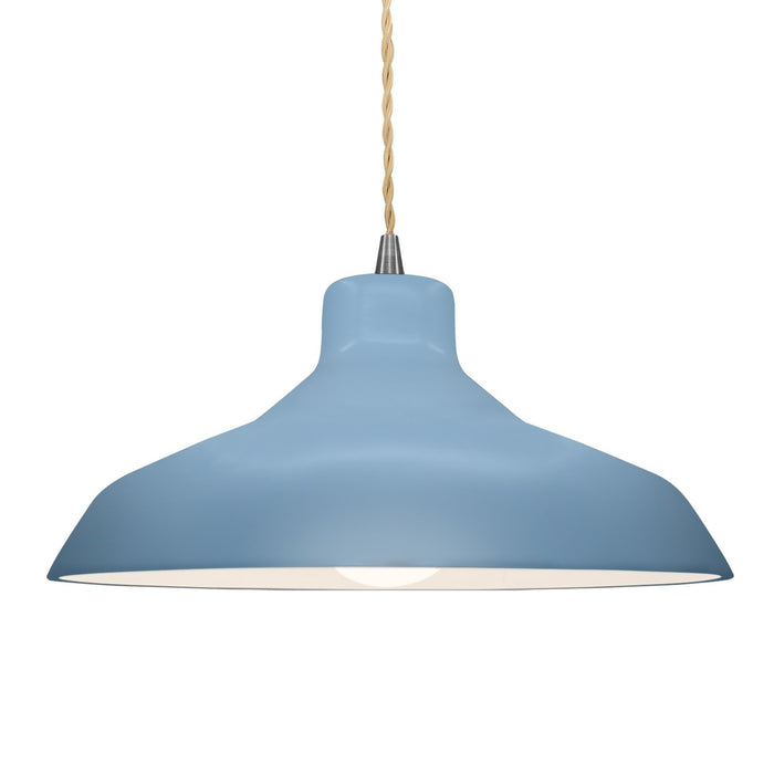 Justice Designs CER-6265-SKBL-NCKL-BEIG-TWST One Light Pendant, Sky Blue