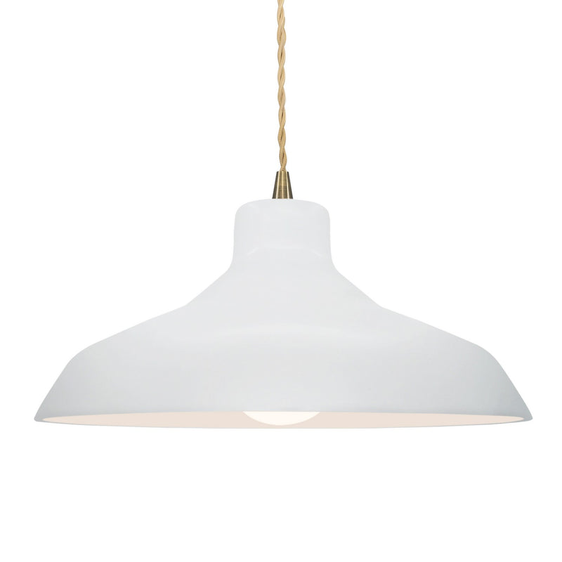 Justice Designs CER-6265-WHT-ABRS-BEIG-TWST One Light Pendant, Gloss White