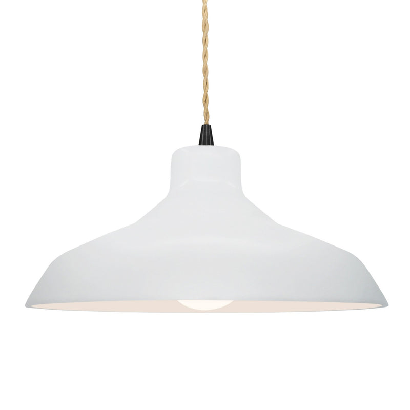 Justice Designs CER-6265-WHT-MBLK-BEIG-TWST One Light Pendant, Gloss White