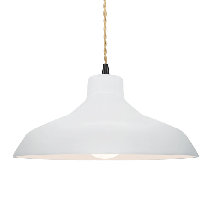 Justice Designs CER-6265-WHT-MBLK-BEIG-TWST One Light Pendant, Gloss White