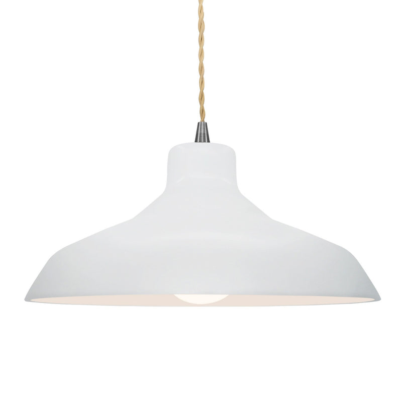 Justice Designs CER-6265-WHT-NCKL-BEIG-TWST One Light Pendant, Gloss White