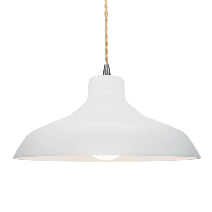 Justice Designs CER-6265-WTWT-NCKL-BEIG-TWST One Light Pendant, Gloss White (outside and inside of fixture)