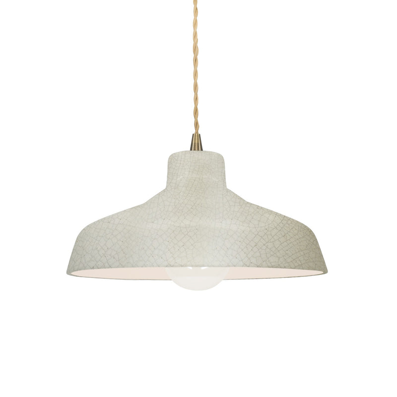 Justice Designs CER-6260-CRK-ABRS-BEIG-TWST One Light Pendant, White Crackle